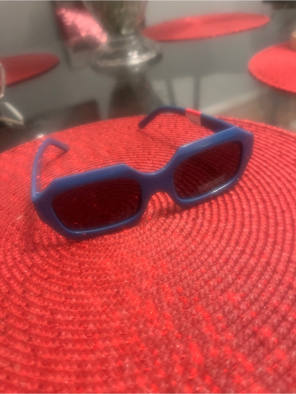 Bold Blue Rectangular Sunglasses